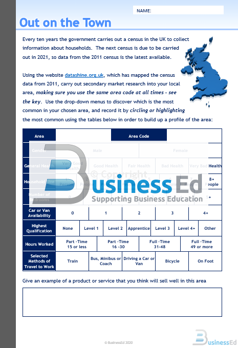 Out on the Town Worksheet