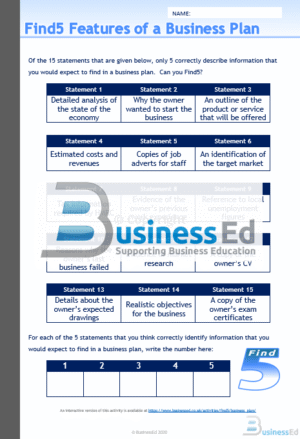 Find5 Features of a Business Plan