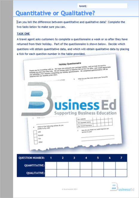 Quantitative or Qualitative Worksheet
