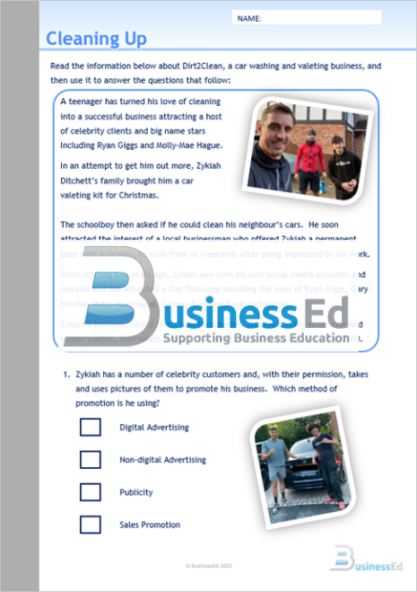 Cleaning Up Worksheet