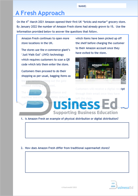 A Fresh Approach Worksheet