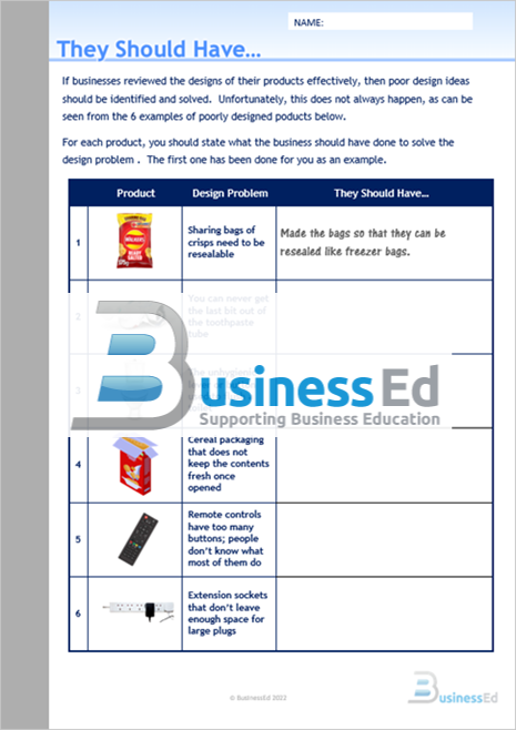 They Should Have... Worksheet