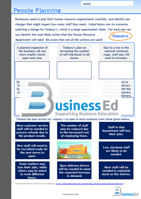 People Planning Worksheet