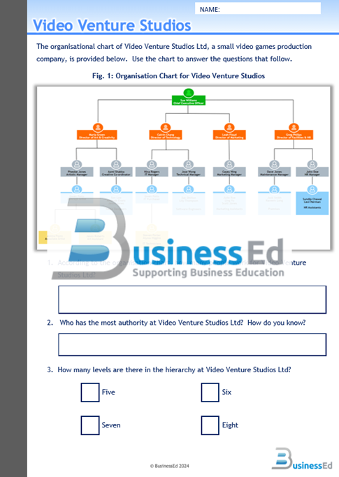 Video Venture Studios Worksheet
