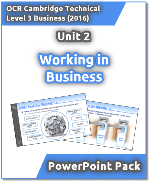 OCR Cambridge Technical Level 3 Business Unit 2: Working in Business PowerPoint Pack