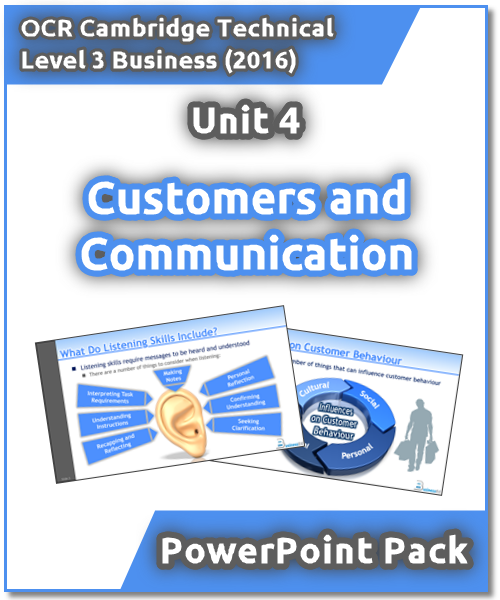 OCR Cambridge Technical Level 3 Business Unit 4: Customers and Communication PowerPoint Pack